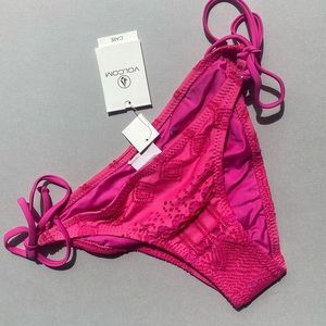 Volcom Surfeza Skimpy Hot Pink Bikini Bottom Medium Side Ties Cheeky NWT
